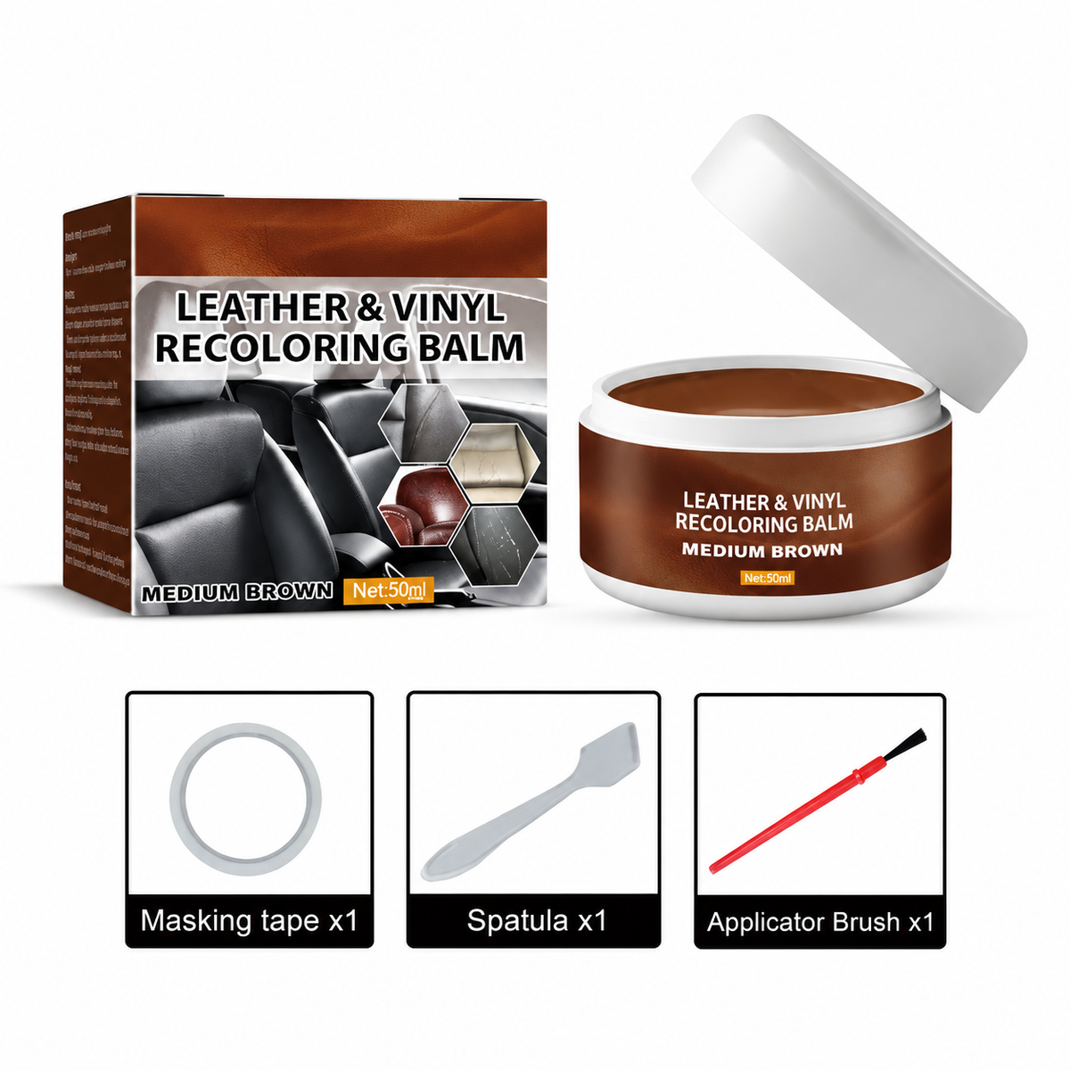 Leather Repair Paste – Fills scratches & scuffs, restores texture.